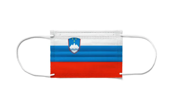 Flag Slovenia Disposable Surgical Mask White Background Isolated — Stock Photo, Image