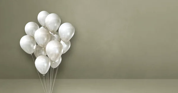 Witte Ballonnen Bos Een Grijze Muur Achtergrond Horizontale Banner Illustratie — Stockfoto