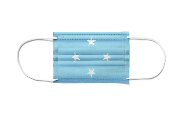 Flag Micronesia Disposable Surgical Mask White Background Isolated — Stock Photo, Image