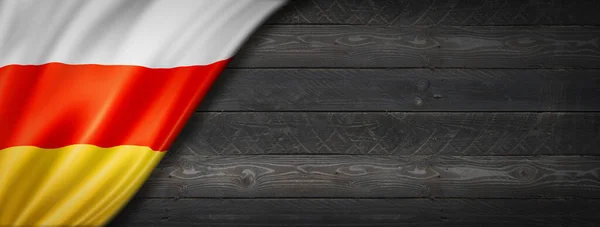 Флаг Южной Осетии Черной Деревянной Стене Горизонтальное Панорамное Знамя — стоковое фото