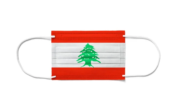 Libanons Flag Engangsmaske Hvid Baggrund Isoleret - Stock-foto