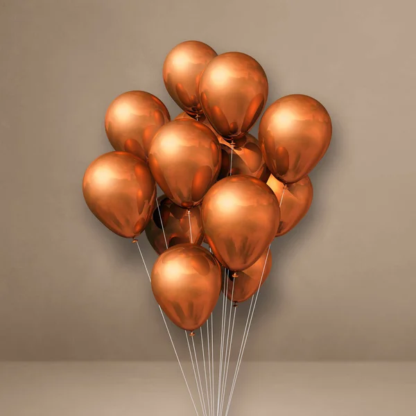 Palloncini Rame Grappolo Uno Sfondo Parete Beige Rendering Illustrazione — Foto Stock