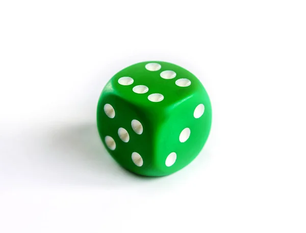 Green Dice Isolated White Background Top View — Stock Photo, Image