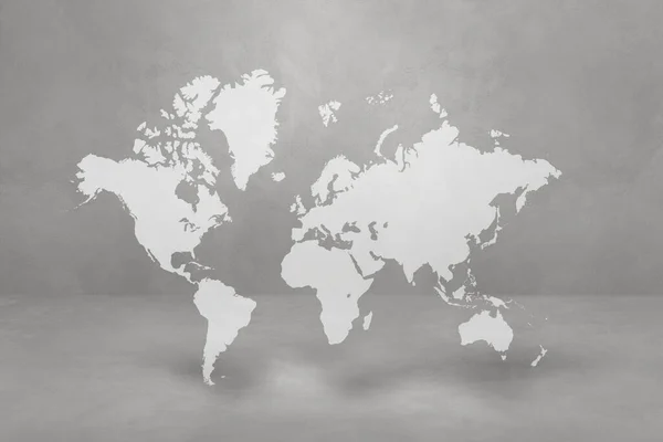 Mapa Del Mundo Aislado Sobre Fondo Muro Hormigón Ilustración — Foto de Stock