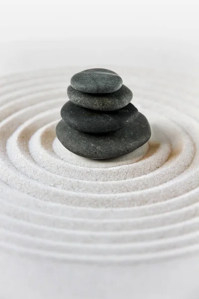 Black Stones Pile Sand Zen Japanese Garden Background Scene — Stock Photo, Image