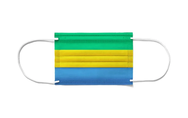 Flag Gabon Disposable Surgical Mask White Background Isolated — Stock Photo, Image