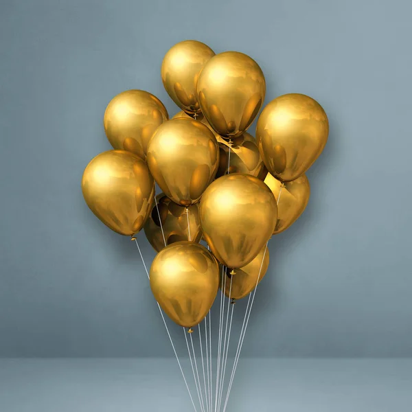 Gold Balloons Bunch Grey Wall Background Illustration Render — Stock Photo, Image