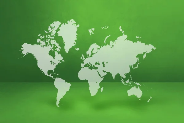 World Map Isolated Green Wall Background Illustration — Stock Photo, Image