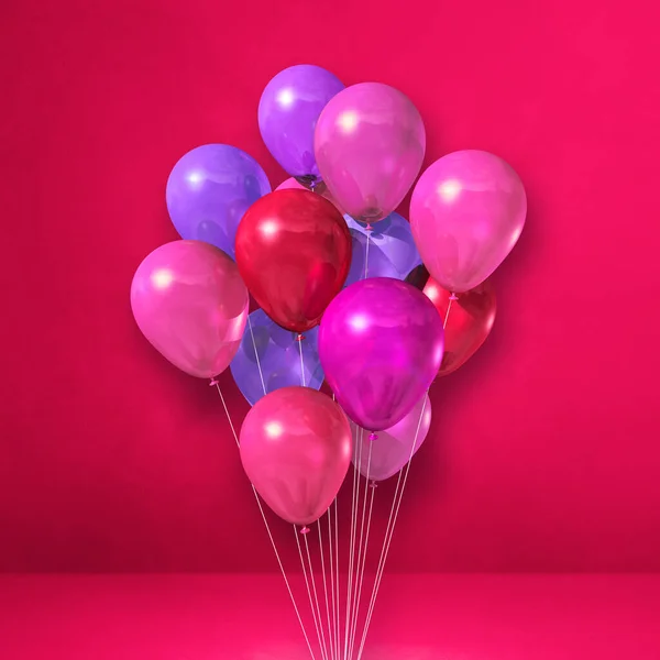 Hromada Balónků Růžovém Pozadí Vykreslení Ilustrací — Stock fotografie