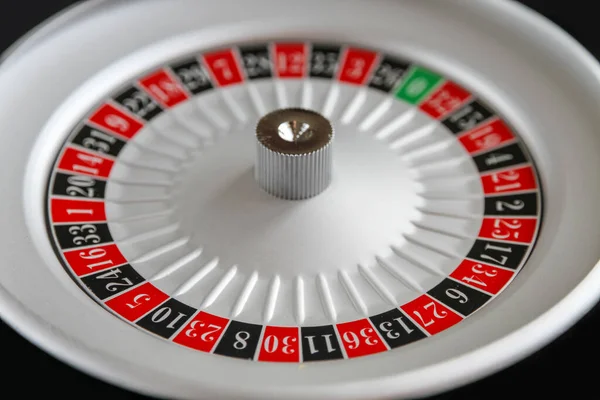 Casino Roulette Wheel Close View Black Background — Stock Photo, Image