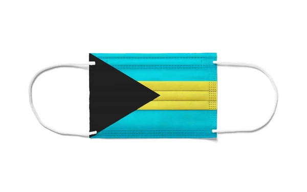 Flag Bahamas Disposable Surgical Mask White Background Isolated — Stock Photo, Image