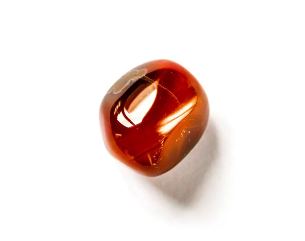 Carnelian Agate Πολύτιμος Λίθος Απομονώνονται Λευκό Φόντο — Φωτογραφία Αρχείου