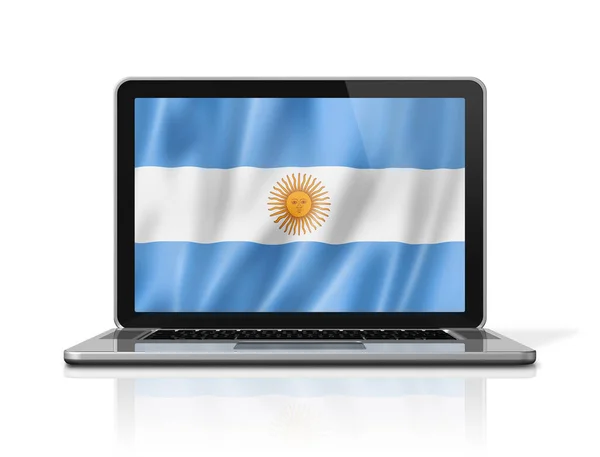 Argentína Zászló Laptop Képernyőn Elszigetelt Fehér Illusztráció Render — Stock Fotó