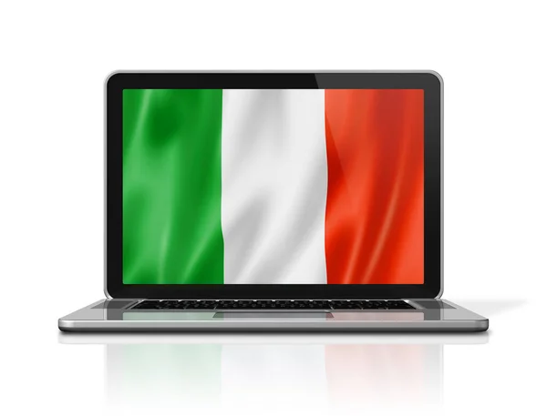 Bandiera Italia Sullo Schermo Del Computer Portatile Isolato Bianco Rendering — Foto Stock