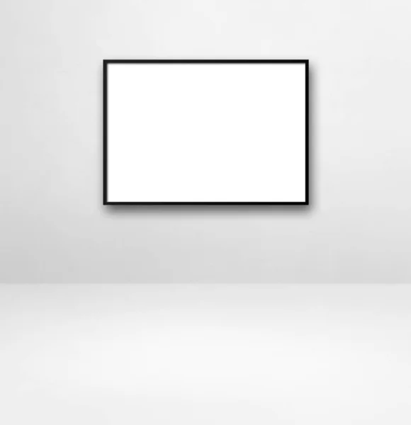 Черная Рамка Висит Белой Стене Пустой Шаблон Макета — стоковое фото