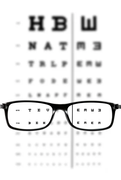 Glasses Front Eye Chart Optical Device Background — Stock Photo, Image