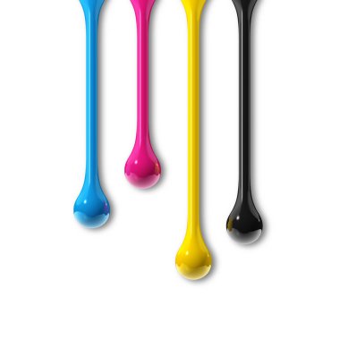 Beyaz kağıtta 3 boyutlu cmyk mürekkebi izole edilmiş. kare duvar kağıdı. Görüntü