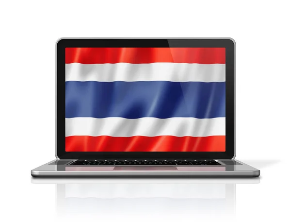 Bandera Tailandia Pantalla Del Ordenador Portátil Aislado Blanco Renderizado Ilustración — Foto de Stock