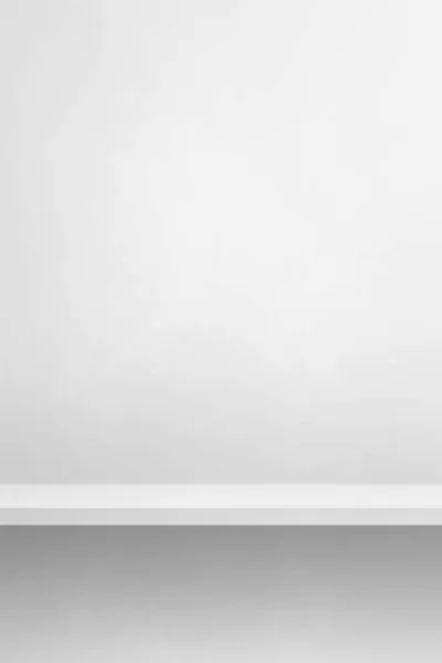 Пустая Полка Белой Стене Фоновый Шаблон Сцены Вертикальный Фон — стоковое фото