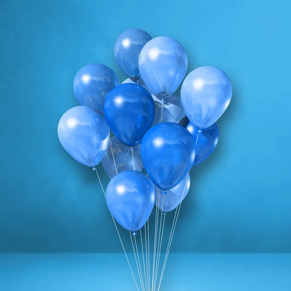 Palloncini Grappolo Uno Sfondo Muro Blu Rendering Illustrazione — Foto Stock