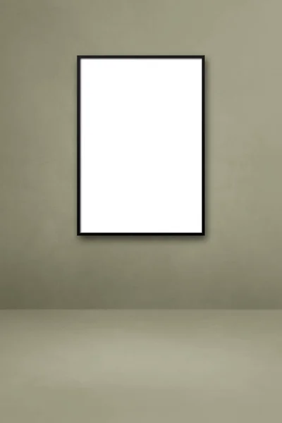 Gri Bir Duvarda Asılı Siyah Resim Çerçevesi Boş Model Şablonu — Stok fotoğraf