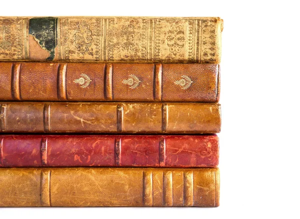 Stack Old Books Isolated White Background — Stock Photo, Image