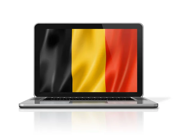 Belgium Flag Laptop Screen Isolated White Illustration Render — Stock Photo, Image