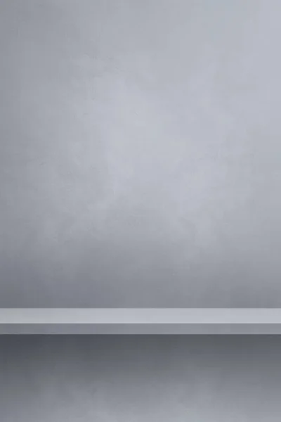 灰色の壁に棚を空にする 背景テンプレートシーン 縦の背景 — ストック写真