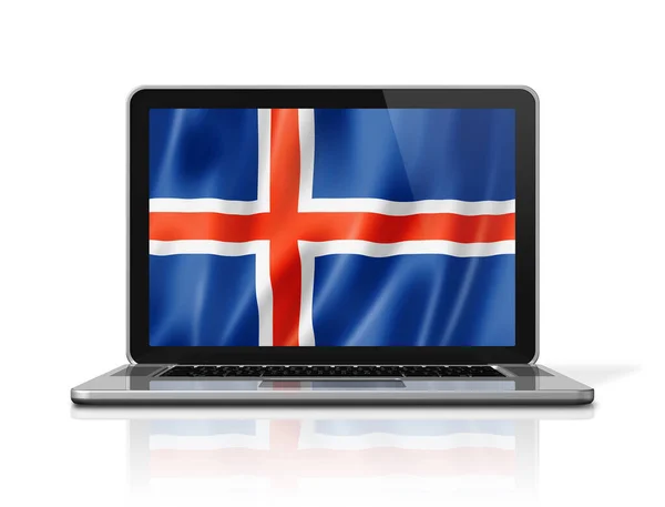 Iceland Flag Laptop Screen Isolated White Illustration Render — Stock Photo, Image