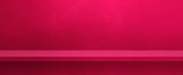 Leeres Regal Einer Rosafarbenen Wand Hintergrundvorlage Szene Horizontales Banner — Stockfoto