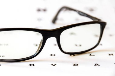 Gözlükler çizelgede. Optik aygıt arkaplanı