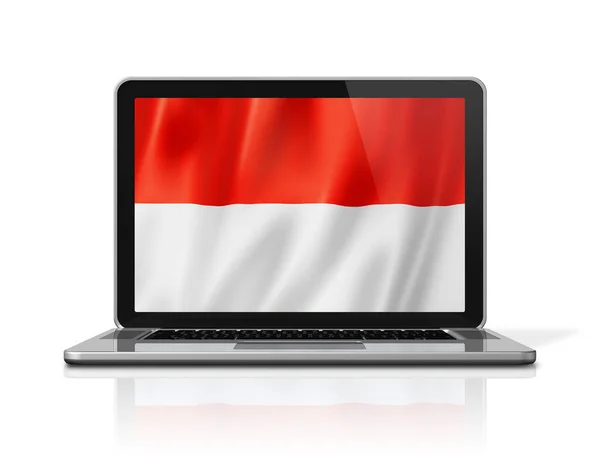 Indonesien Flagge Auf Laptop Bildschirm Isoliert Auf Weiß Illustrationsrenderer — Stockfoto