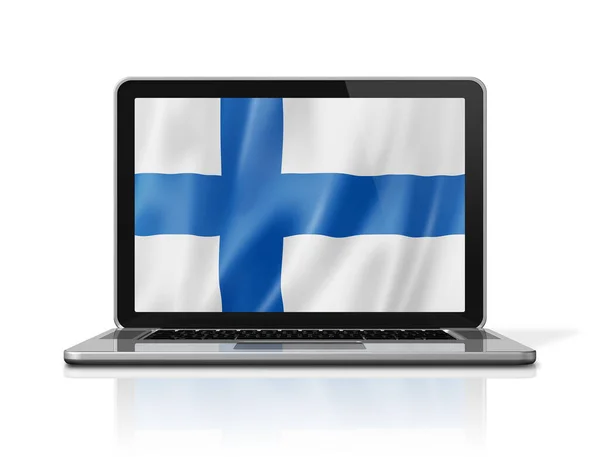 Прапор Фінляндії Екрані Ноутбука Ізольований Білому Ілюстрація — стокове фото