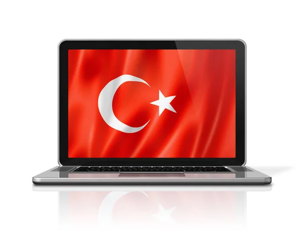 Laptop Ekranındaki Hindi Bayrağı Beyaza Izole Edildi Illüstrasyon Oluşturucu — Stok fotoğraf