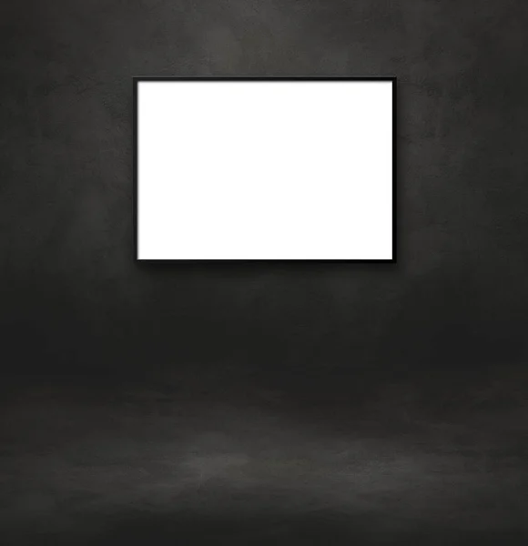 Blank Picture Frame Hanging Black Wall Presentation Mockup Template — Stock Photo, Image