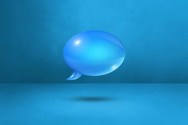 青色背景下孤立的3D蓝色语音气泡 — 图库照片