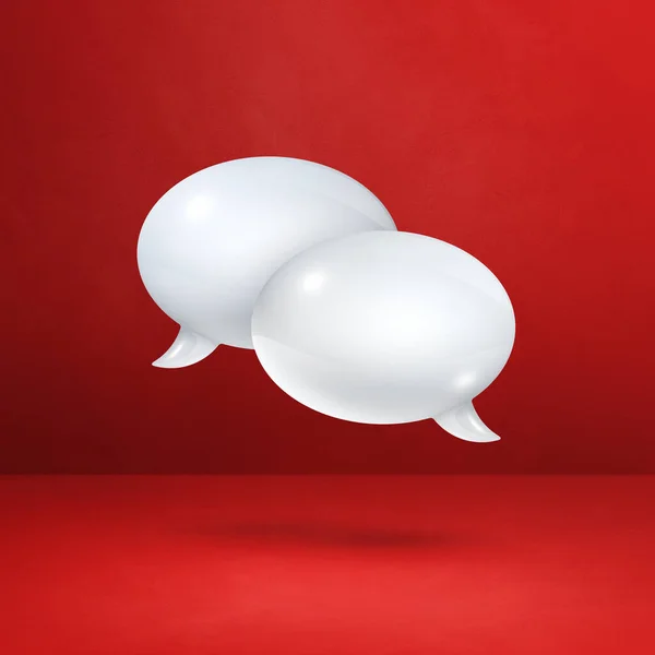 Fehér Beszéd Buborékok Elszigetelt Piros Négyzet Háttér — Stock Fotó
