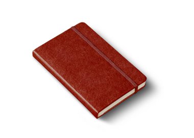Deri kaplı defter modeli beyaza izole edildi