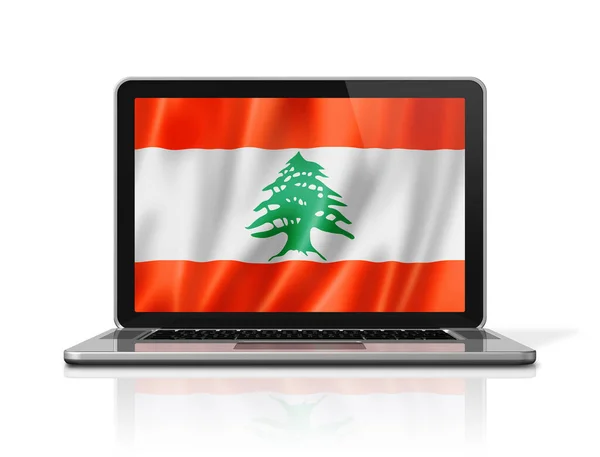 Lebanon Flag Laptop Screen Isolated White Illustration Render — kuvapankkivalokuva