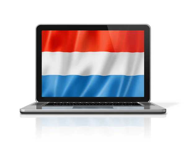 Luxembourg Flag Laptop Screen Isolated White Illustration Render — Zdjęcie stockowe