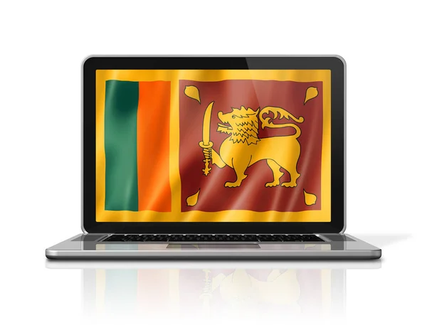 Sri Lanka Flagge Auf Laptop Bildschirm Isoliert Auf Weiß Illustrationsrenderer — Stockfoto