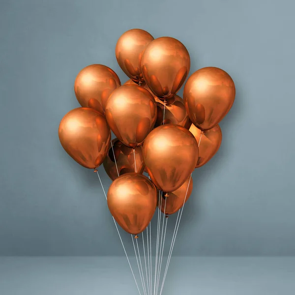 Copper Balloons Bunch Grey Wall Background Illustration Render — Stock Photo, Image