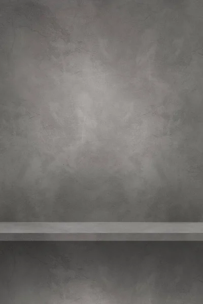 灰色の壁に棚を空にする 背景テンプレートシーン 縦の背景 — ストック写真