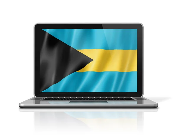 Bahamas Flag Laptop Screen Isolated White Illustration Render — Stock Photo, Image