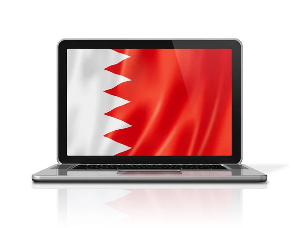 Bandeira Bahrein Tela Laptop Isolada Branco Renderização Ilustração — Fotografia de Stock