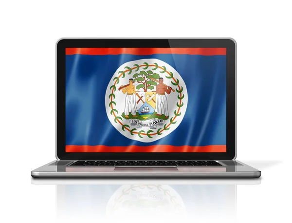 Bandeira Belize Tela Laptop Isolado Branco Renderização Ilustração — Fotografia de Stock