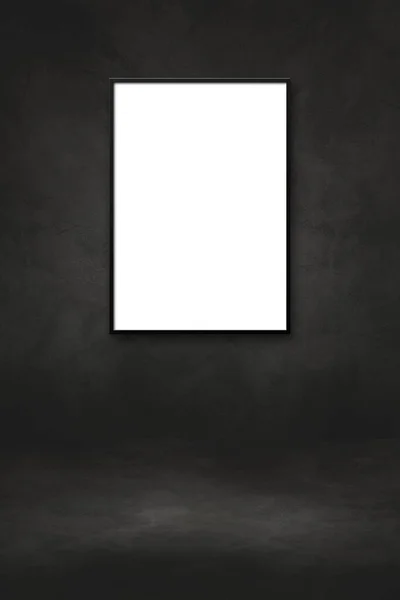 Blank Picture Frame Hanging Black Wall Presentation Mockup Template — Stock Photo, Image