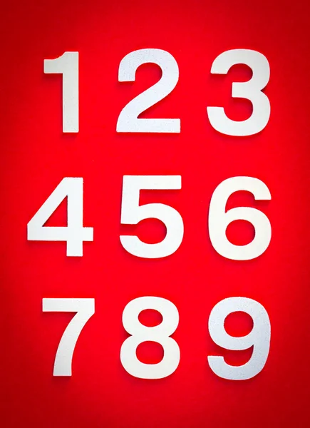 Ιστορικό Μαθηματικών Κατασκευασμένο Συμπαγείς Αριθμούς Από Έως Ένα Κόκκινο Πίνακα — Φωτογραφία Αρχείου