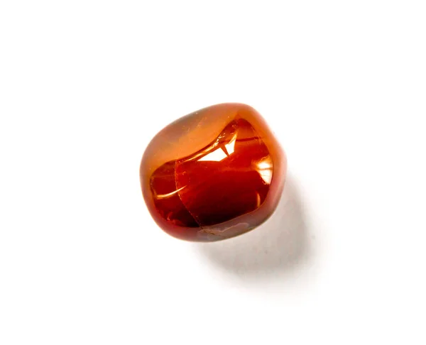 Carnelian Agate Πολύτιμος Λίθος Απομονώνονται Λευκό Φόντο — Φωτογραφία Αρχείου