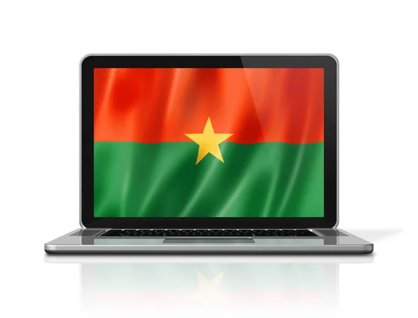 Burkina Faso Zászló Laptop Képernyőjén Fehér Illusztráció Render — Stock Fotó